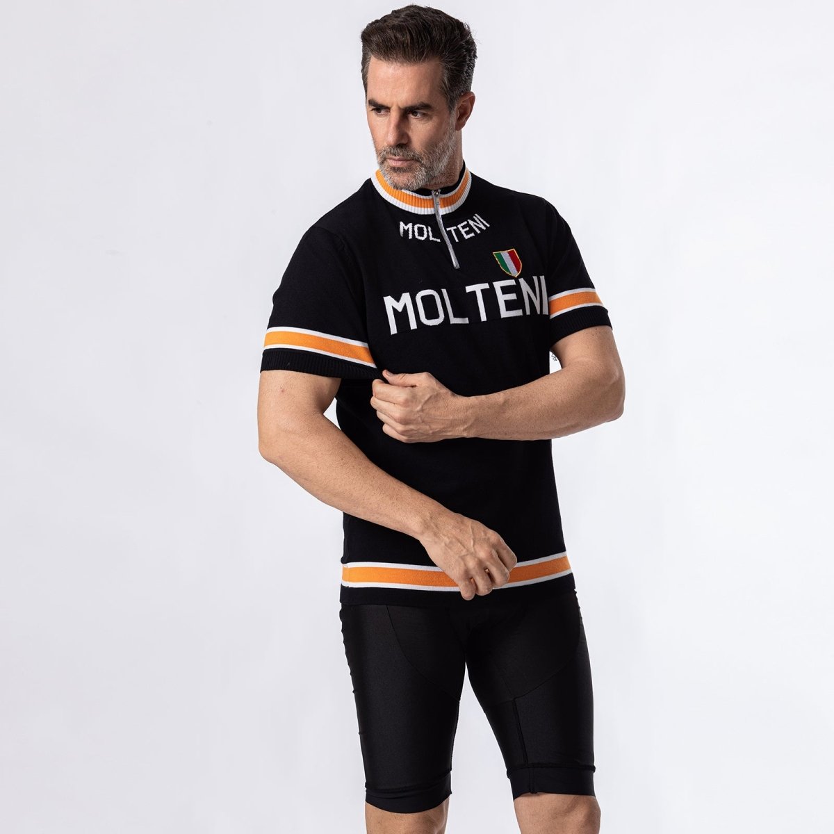 Black Molteni Merino Wool Blend - Retro Cycling Jersey