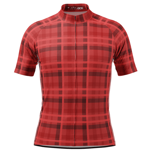 Men's Plaid Tartan Pattern Short Sleeve Cycling Jersey