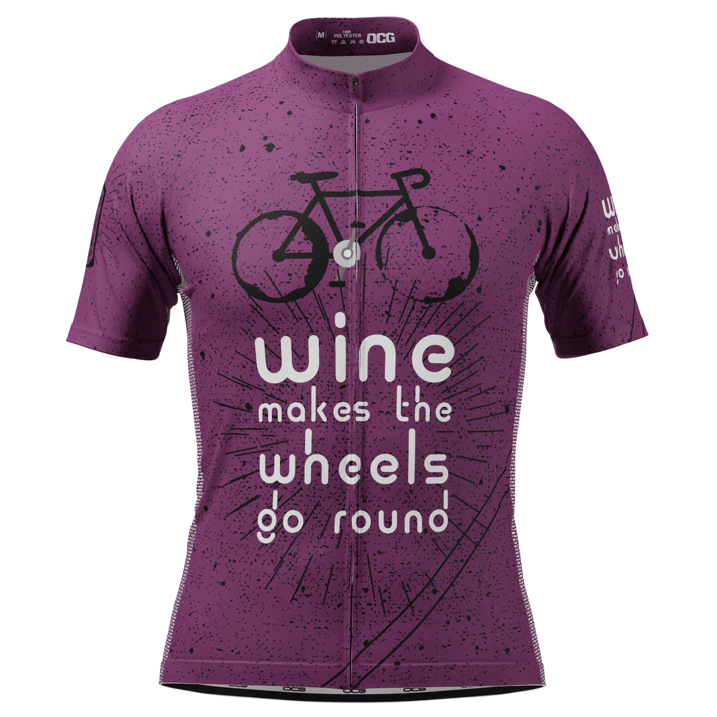 Men's Wine Makes the Wheels Go Round Short Sleeve Cycling Jersey