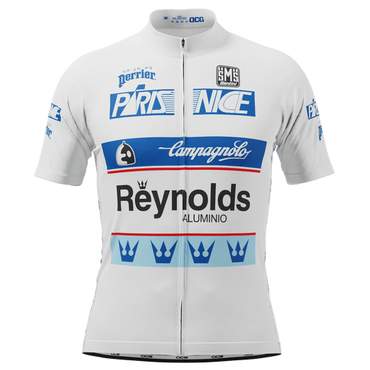 Men's Retro 1989 Miguel Indurain Paris Nice Leaders Short Sleeve Cycling Jersey