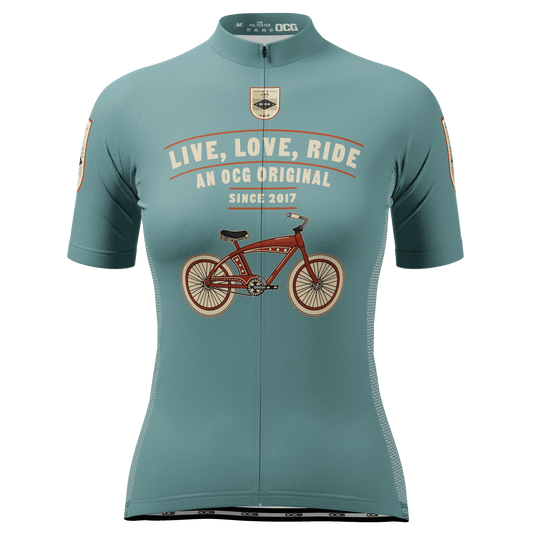 Women's Live, Love, Ride, Retro Short Sleeve Cycling Jersey