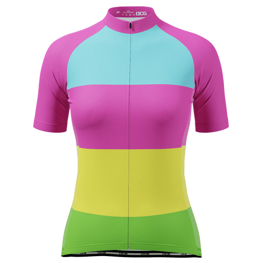Women's Rainbow Candy Striped Short Sleeve Cycling Jersey