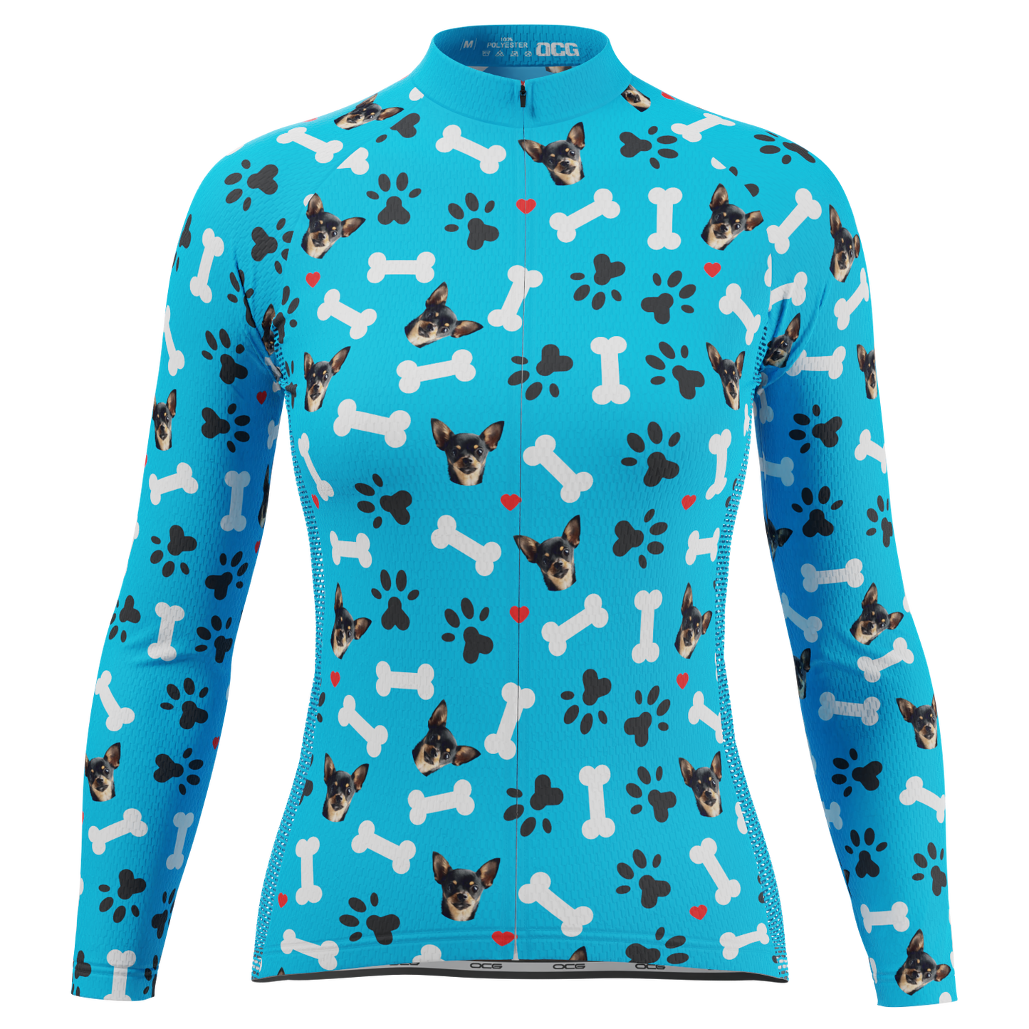 Women's Custom Pet Bones Design Personalized Long Sleeve Cycling Jersey