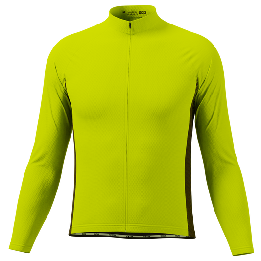 Men's High Viz With Black Accent Long Sleeve Cycling Jersey