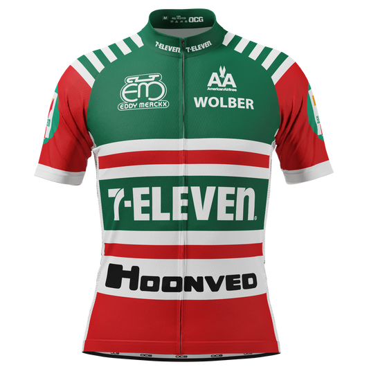 Men's Seven Eleven Team Retro Short Sleeve Cycling Jersey