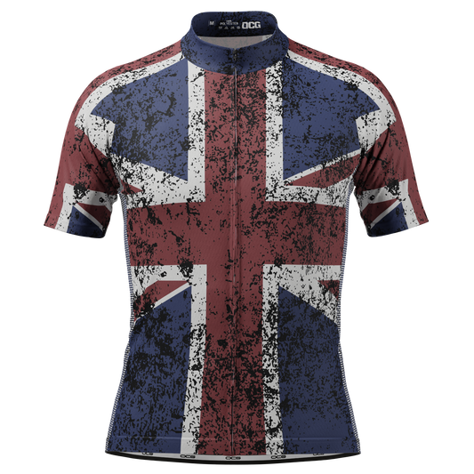 Men's UK Distressed Union Jack Short Sleeve Cycling Jersey