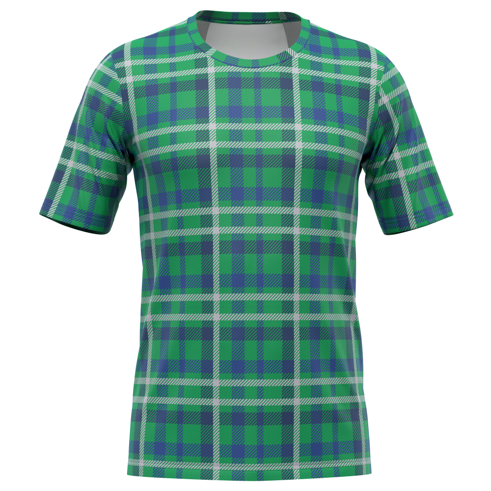 Men's Plaid Tartan Short Sleeve Running Shirt