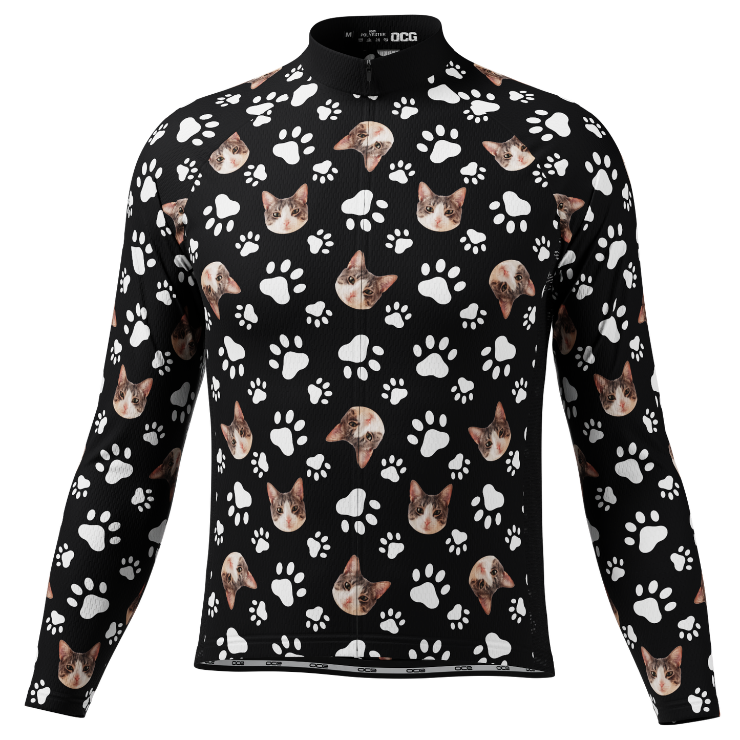Men's Custom Pet Paws Design Personalized Long-Sleeve Cycling Jersey