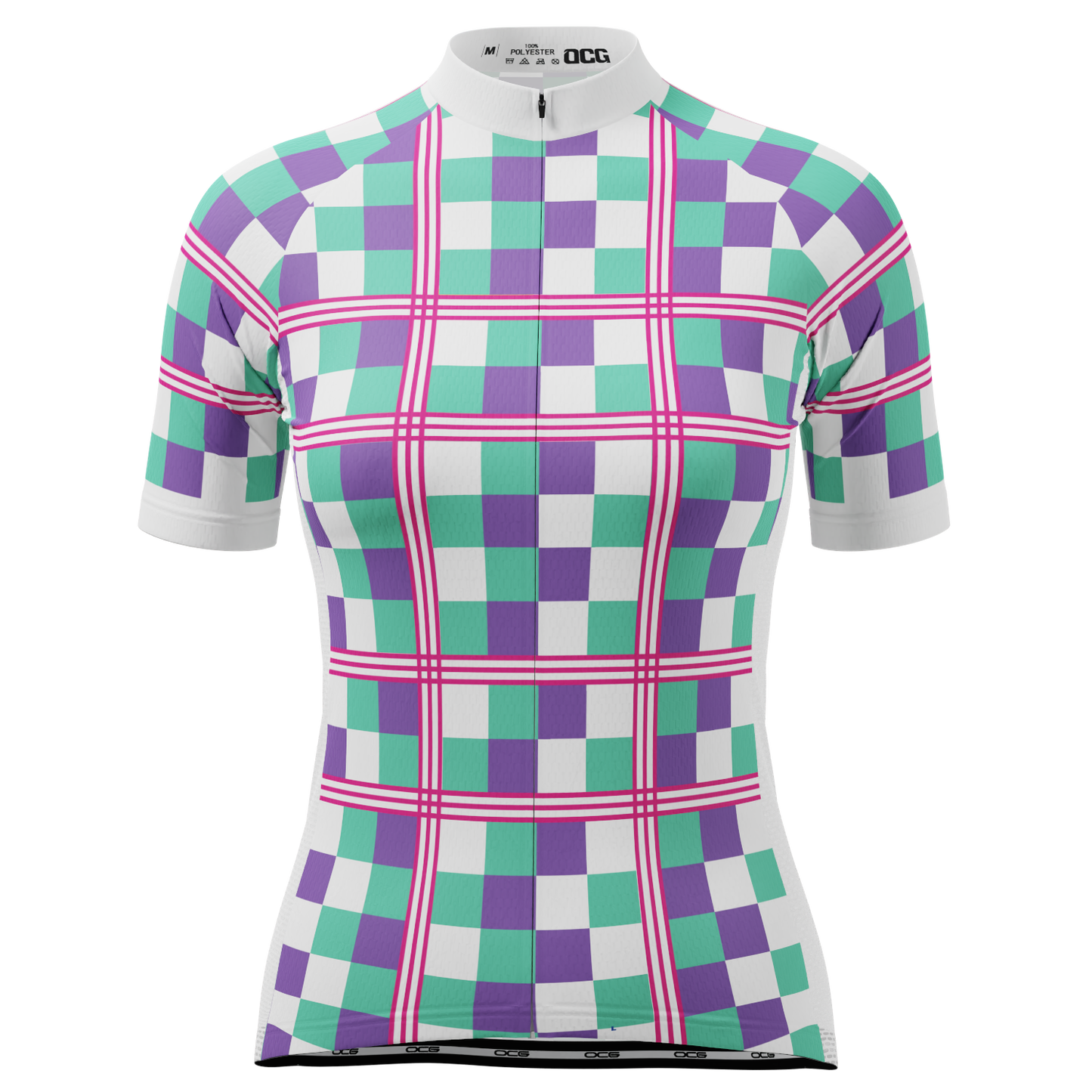 Women's Checkered Plaid Short Sleeve Cycling Jersey