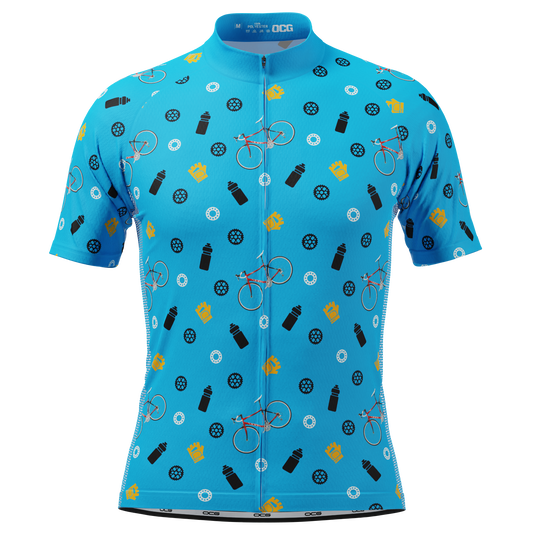 Men's Custom Bike & Gears Design Personalized Short Sleeve Cycling Jersey