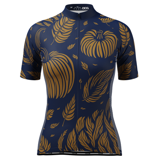 Women's Fall Pumpkins Short Sleeve Cycling Jersey