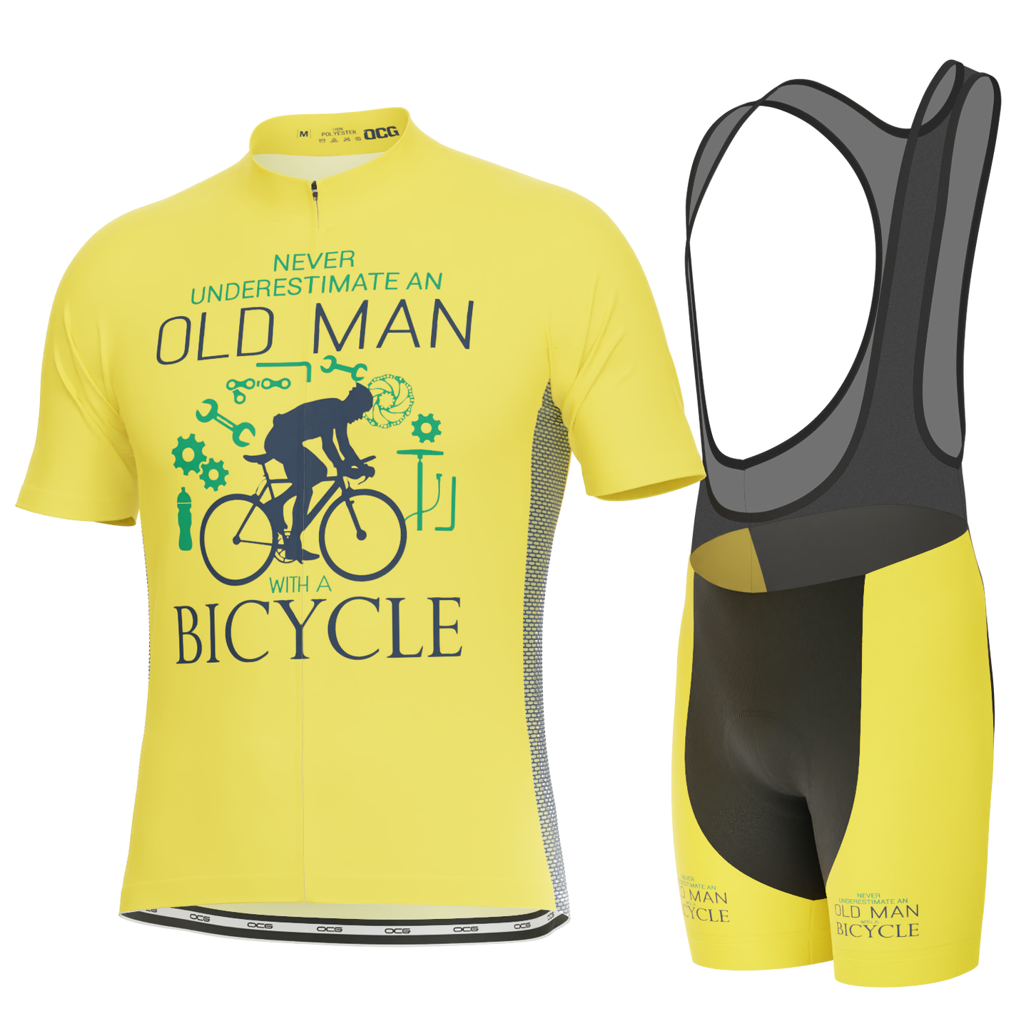 Men's Never Underestimate an Old Man 2 Piece Cycling Kit