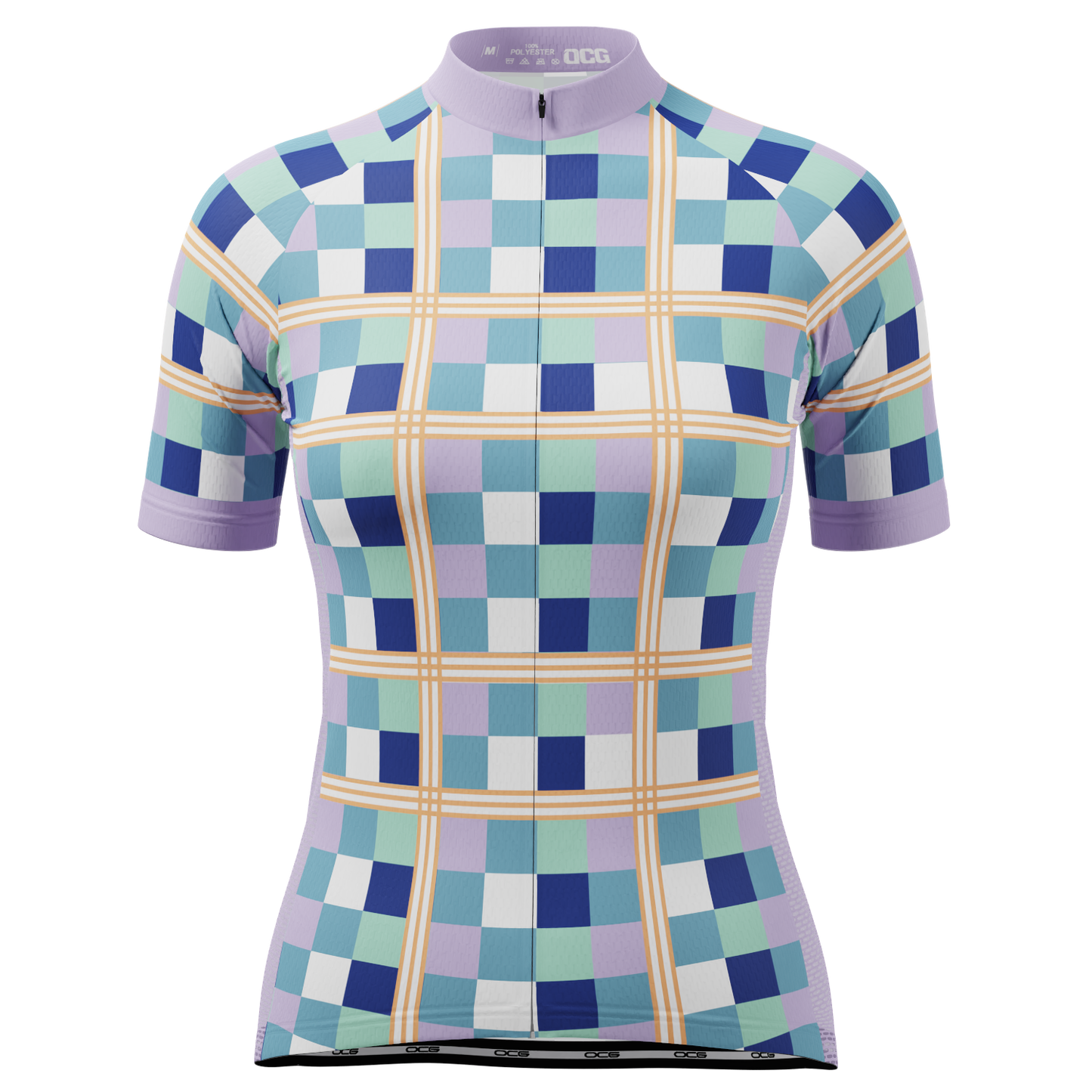 Women's Checkered Plaid Short Sleeve Cycling Jersey