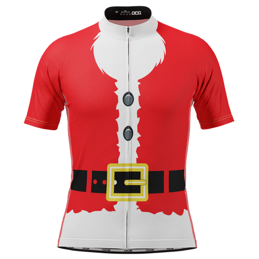Men's Bearded Santa Claus Christmas Suit Short Sleeve Cycling Jersey