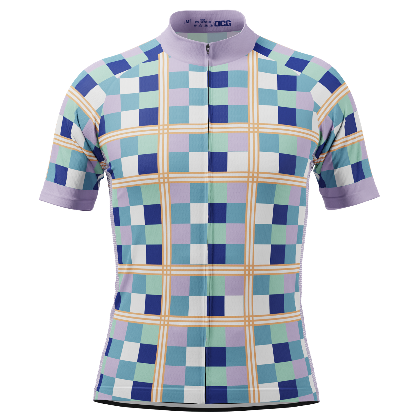 Men's Checkered Plaid Short Sleeve Cycling Jersey