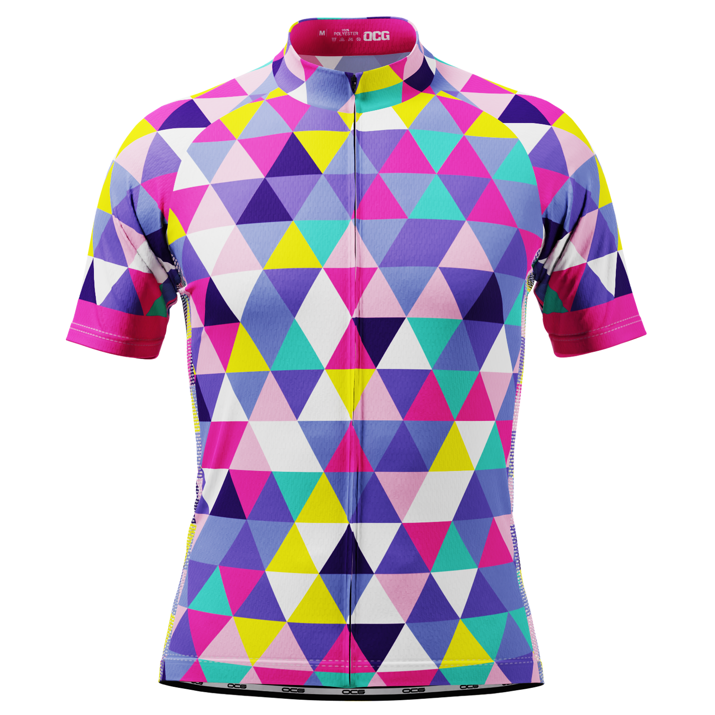 Men's High Viz Color Triangles Short Sleeve Cycling Jersey