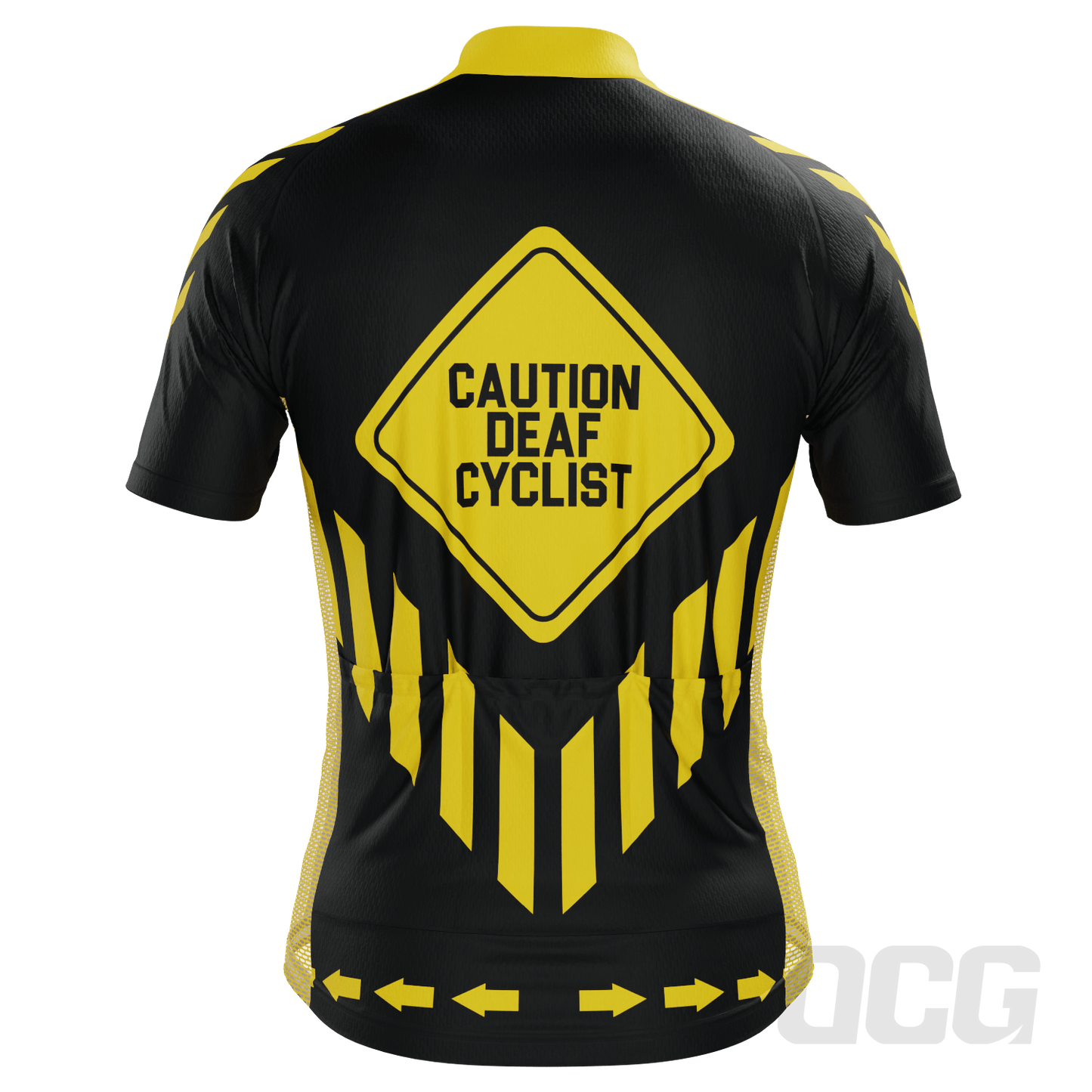 Men's Caution Deaf Cyclist Short Sleeve Cycling Jersey