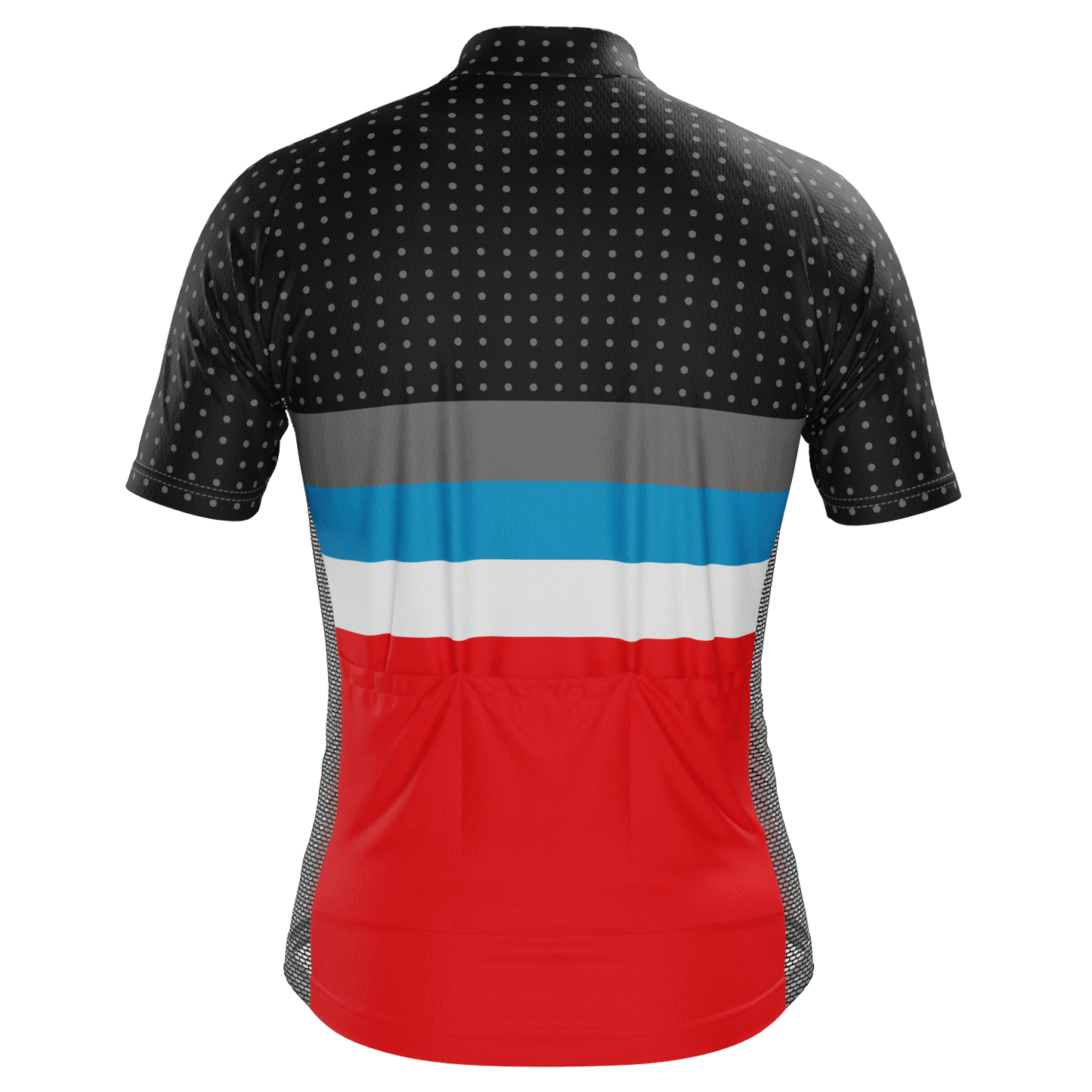 Men's Orange Tri-Stripe Polka Dot Short Sleeve Cycling Jersey