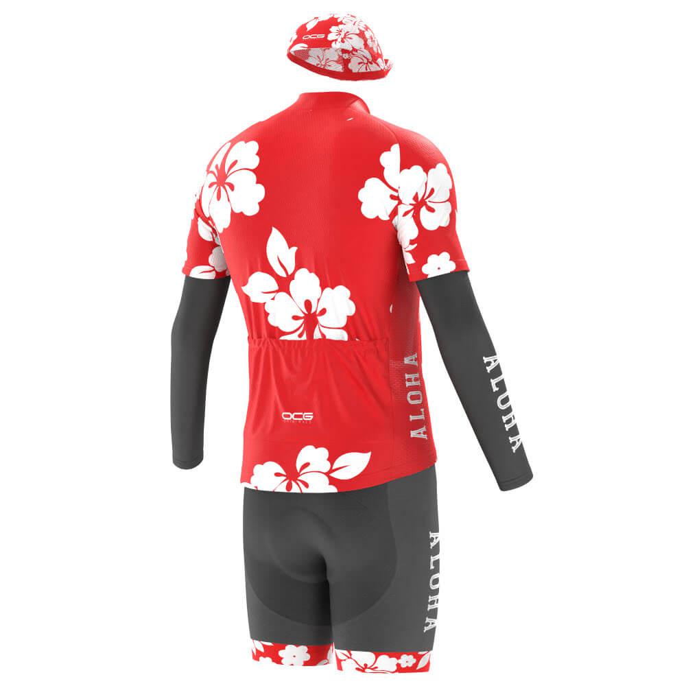 Men's Hawaiian Aloha Floral 4 Piece Cycling Kit