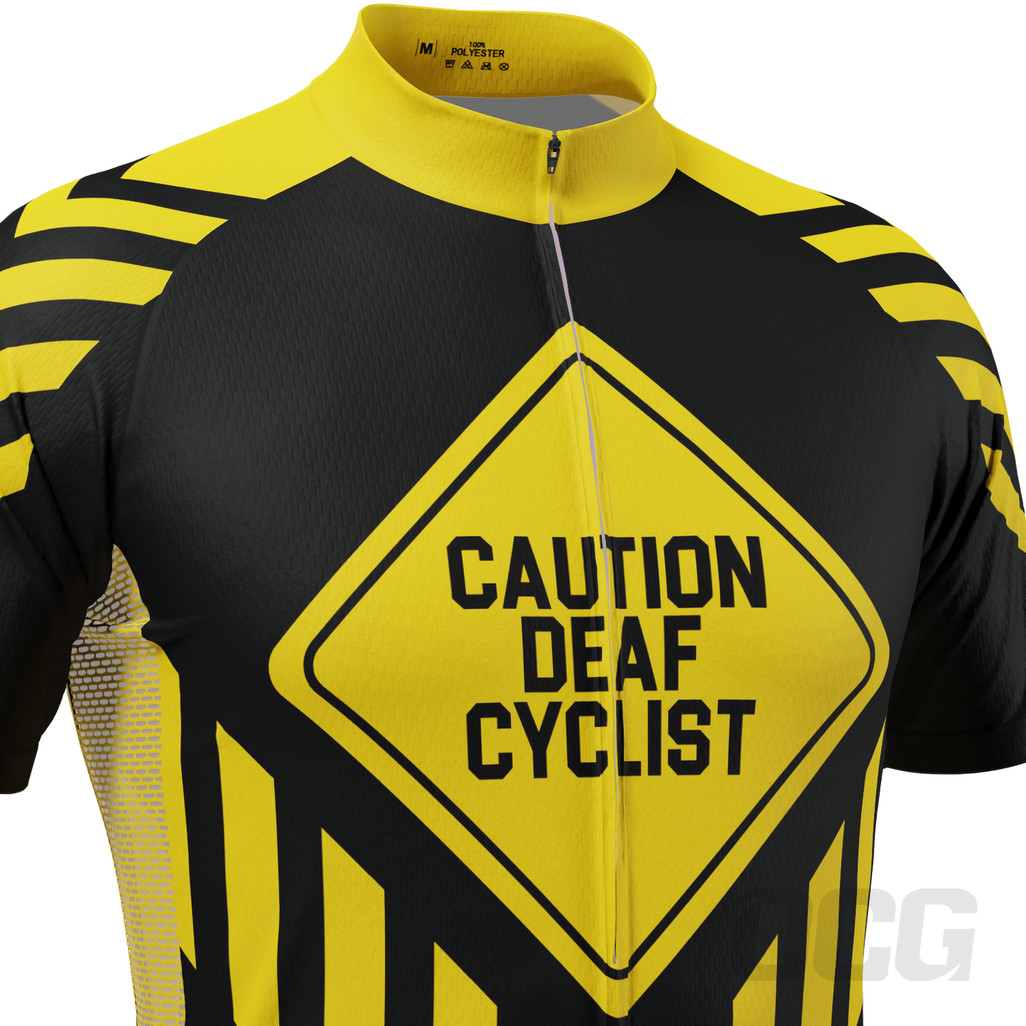 Men's Caution Deaf Cyclist Short Sleeve Cycling Jersey