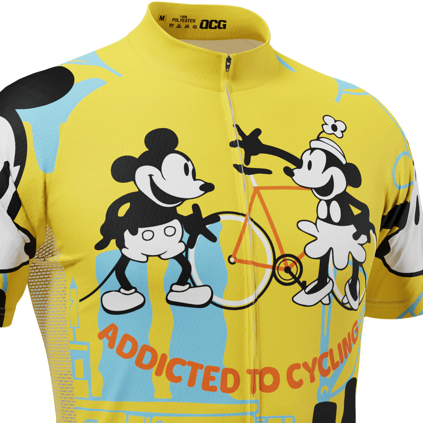 Men's Steamboat Willie-Addicted to Cycling Short Sleeve Cycling Jersey