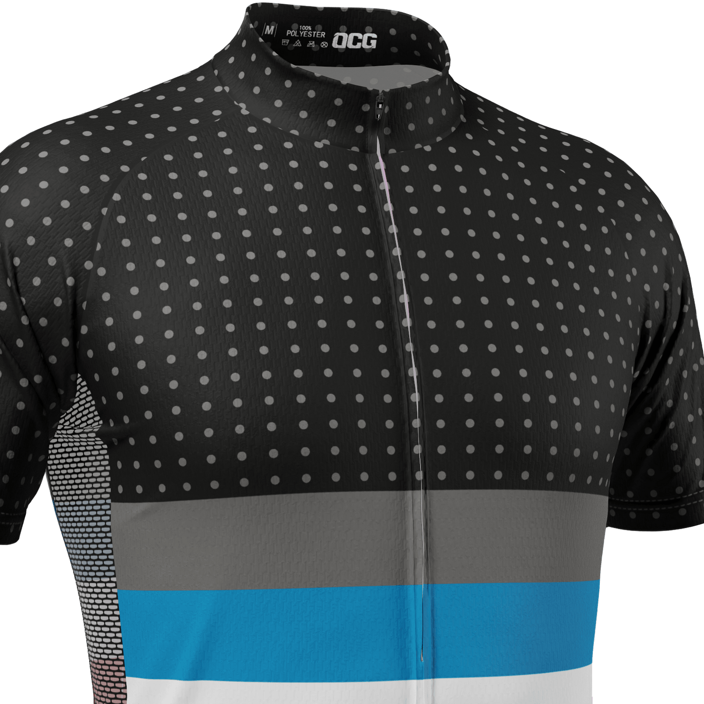 Men's Tri-Stripe Polka Dot Short Sleeve Cycling Jersey