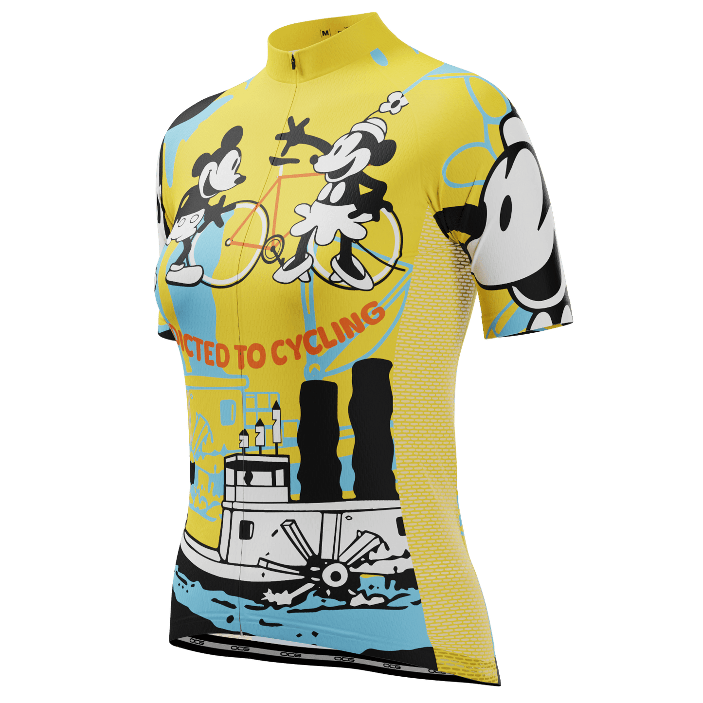 Women's Steamboat Willie-Addicted to Cycling Short Sleeve Cycling Jersey