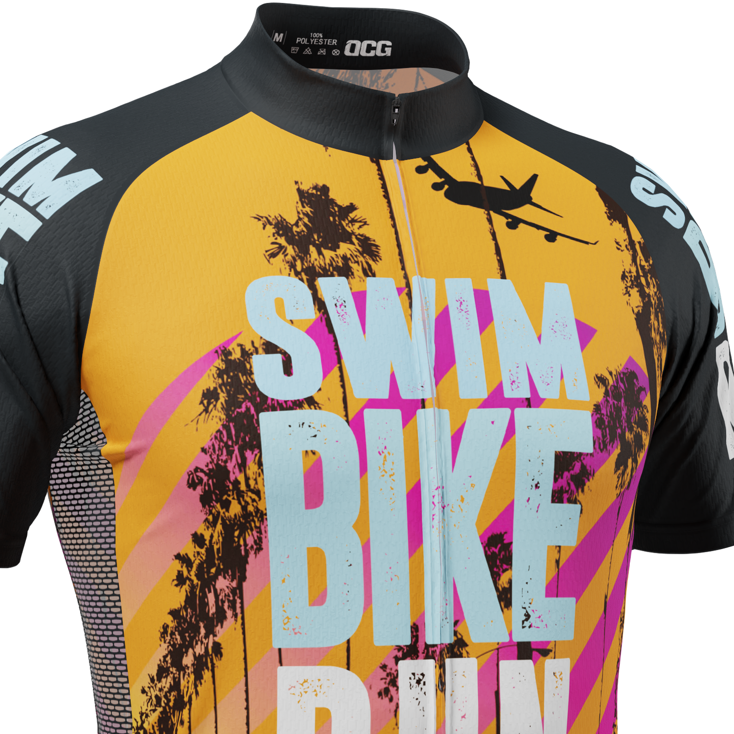 Men's Swim Bike Run Hot Summer Short Sleeve Cycling Jersey