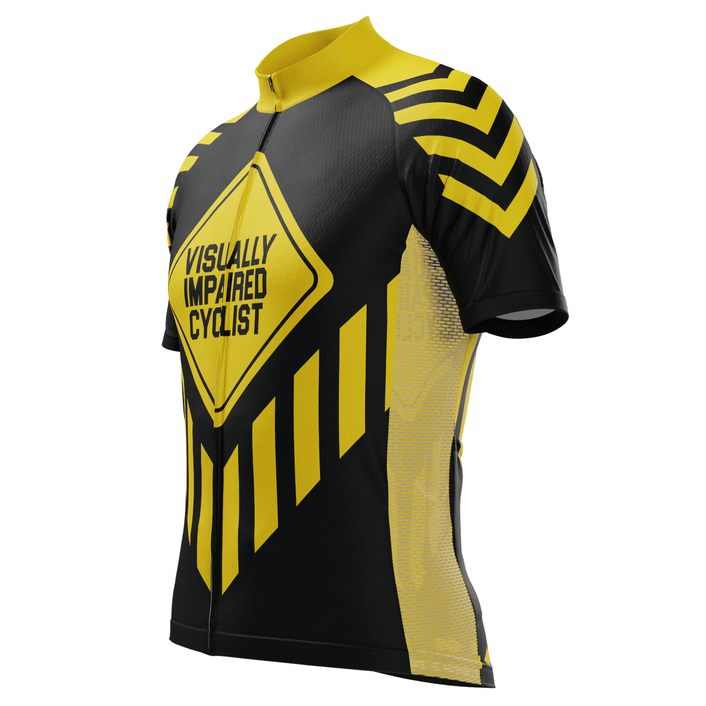 Men's Caution Visually Impaired Cyclist Short Sleeve Cycling Jersey