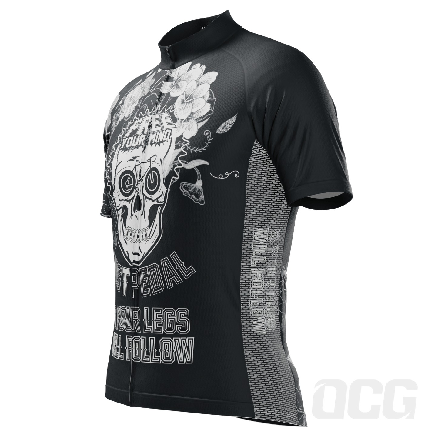 Men's Free Your Mind Skull Short Sleeve Cycling Jersey