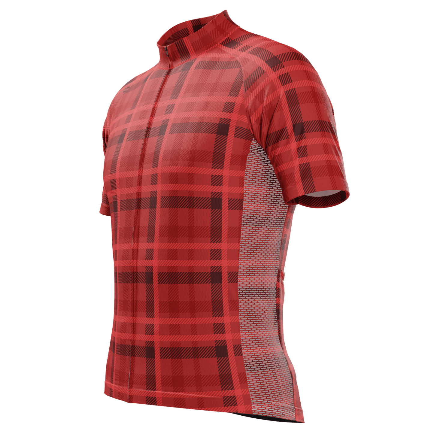 Men's Plaid Tartan Pattern Short Sleeve Cycling Jersey