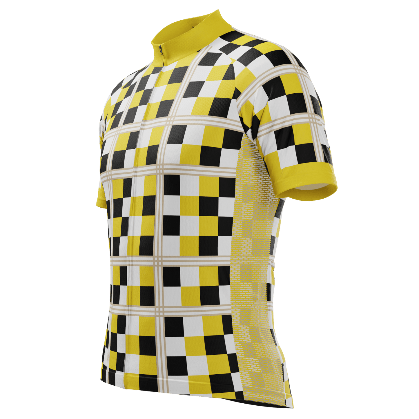 Men's Checkered Plaid Short Sleeve Cycling Jersey