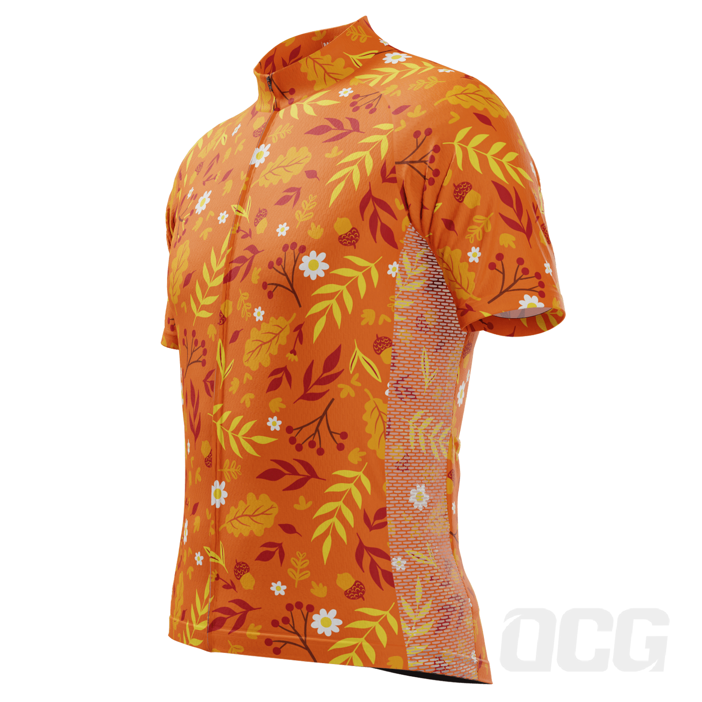 Men's Autumn Leaves Bright Short Sleeve Cycling Jersey