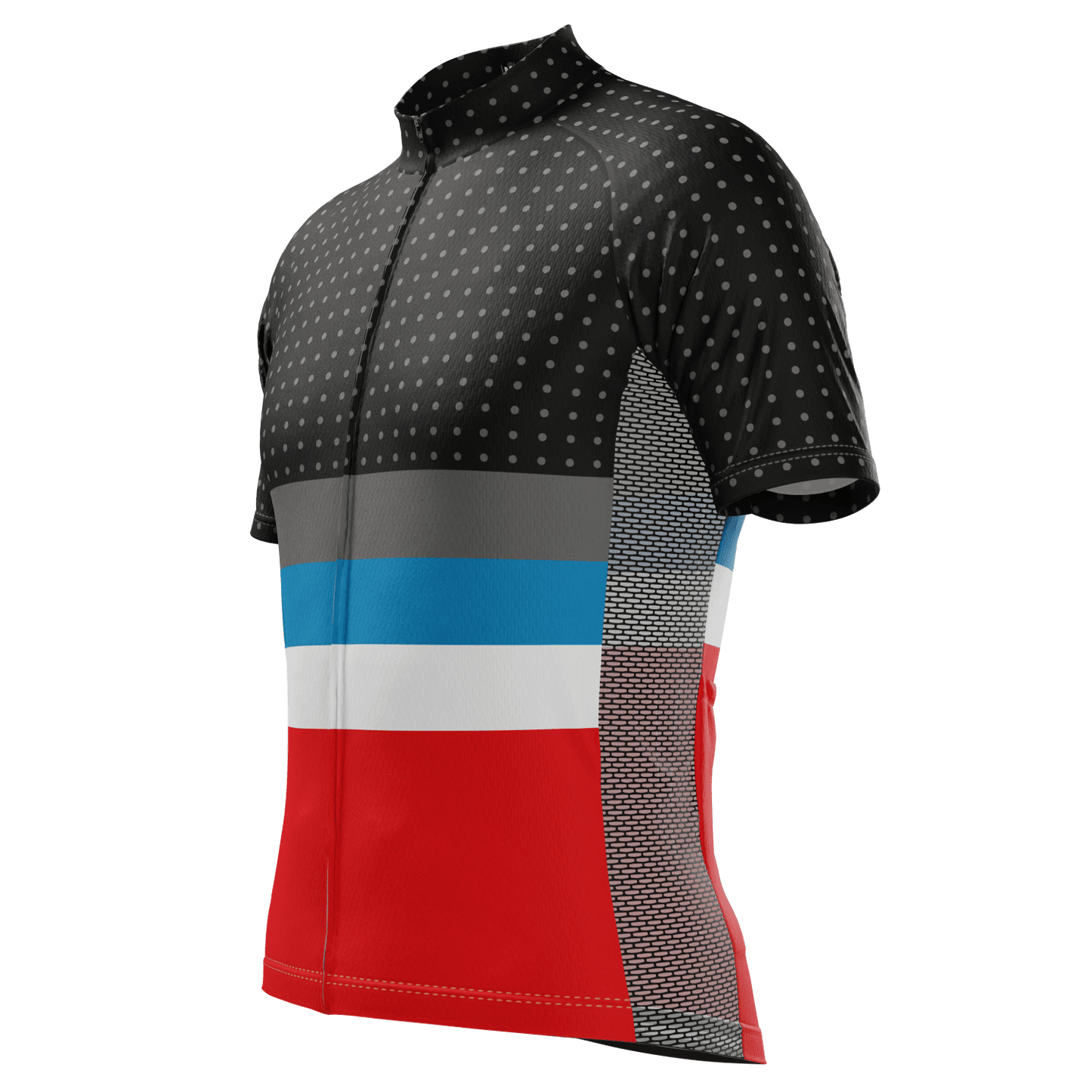 Men's Tri-Stripe Polka Dot Short Sleeve Cycling Jersey