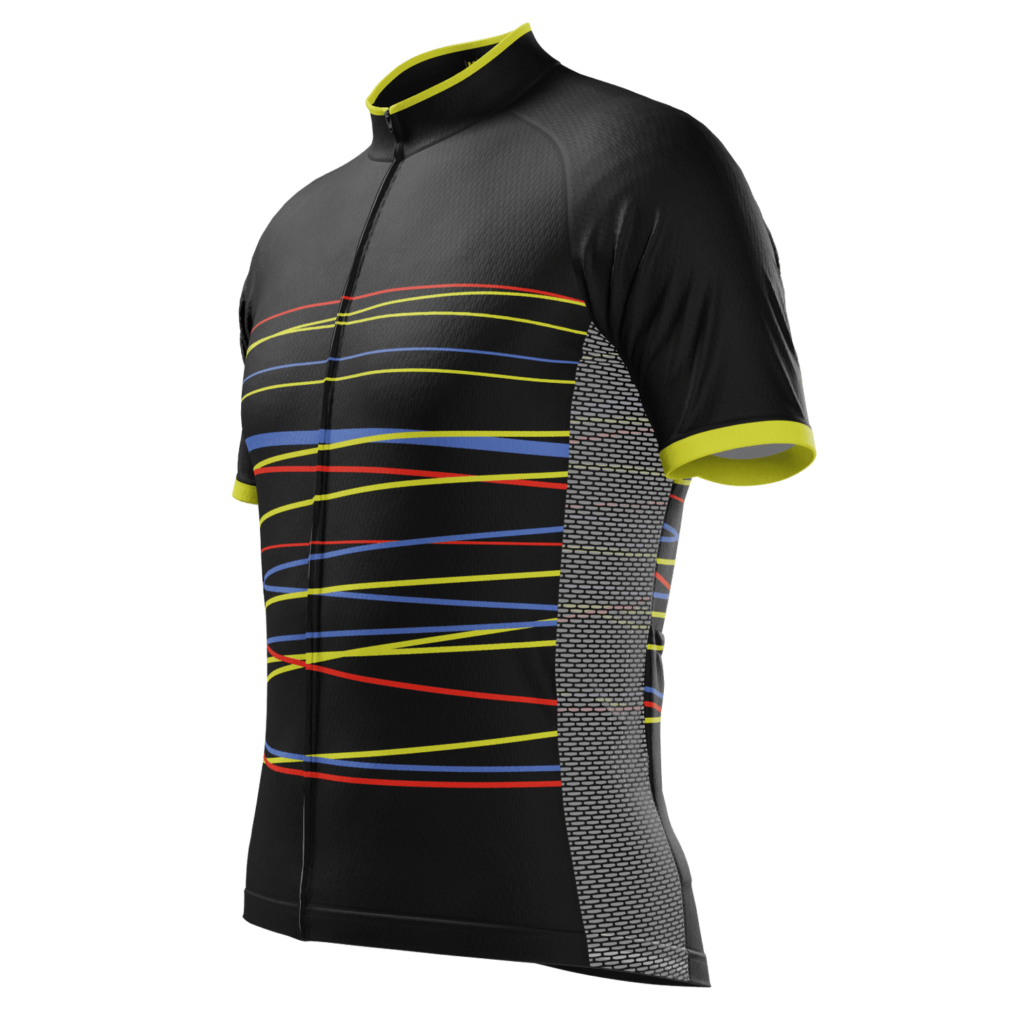 Men's Zigzag Color Lines Short Sleeve Cycling Jersey