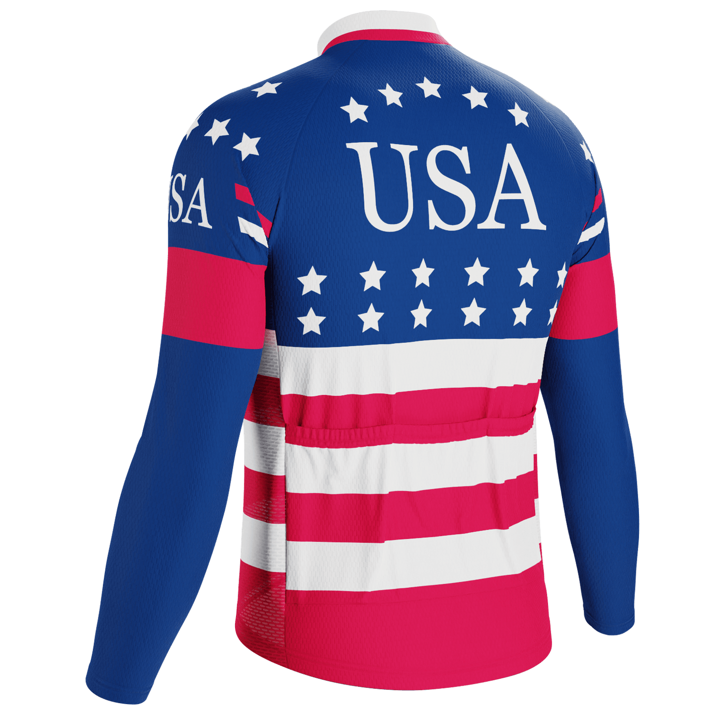 Men's American Stars and Stripes USA Icon Long Sleeve Cycling Jersey