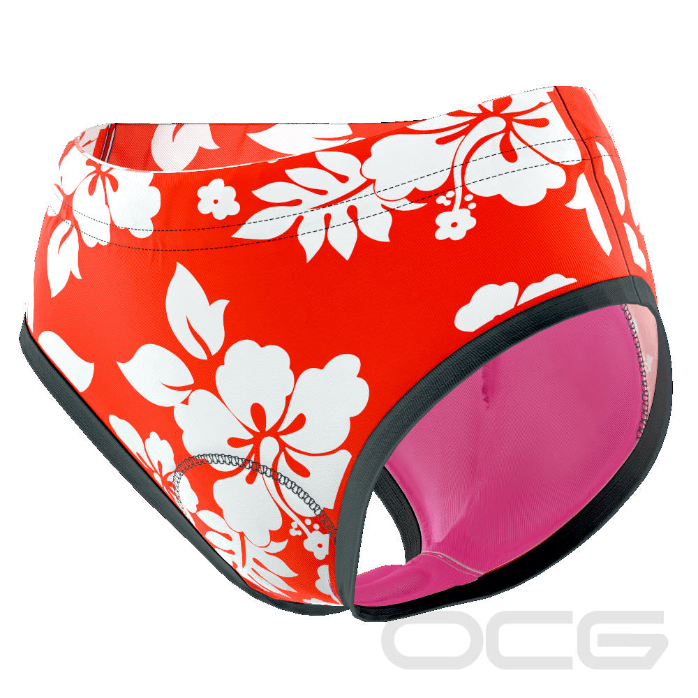 Women's Hawaiian Aloha Floral Gel Padded Cycling Underwear-Briefs
