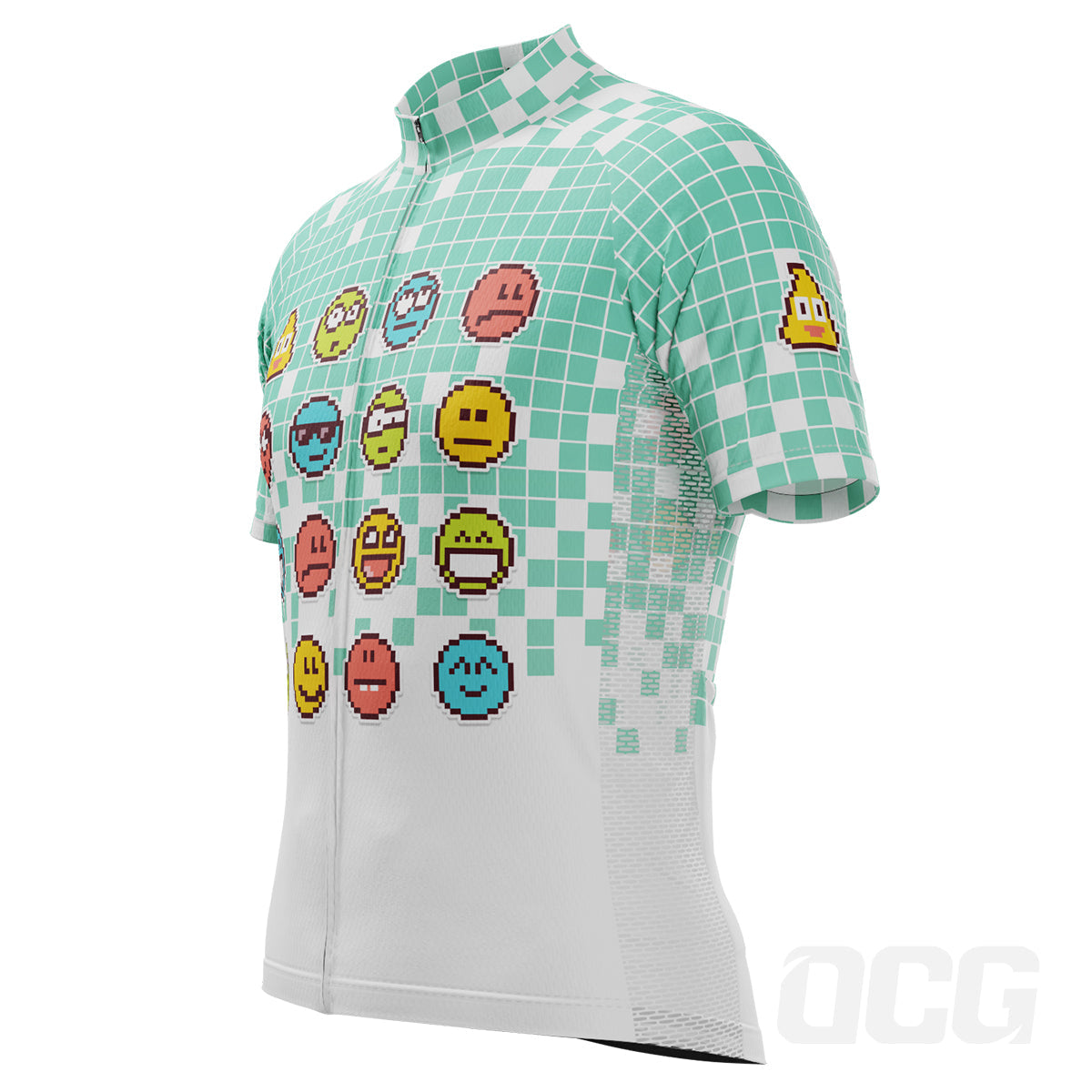 Men's Pixel Mania Emoji 8 Bit Short Sleeve Cycling Jersey