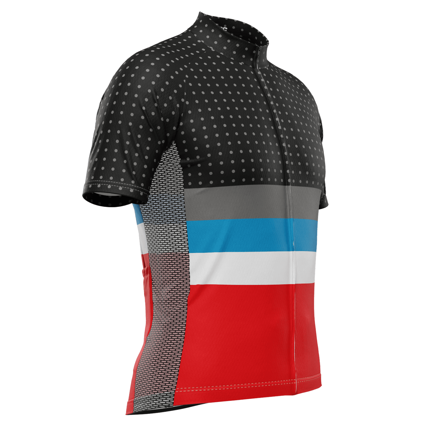 Men's Orange Tri-Stripe Polka Dot Short Sleeve Cycling Jersey