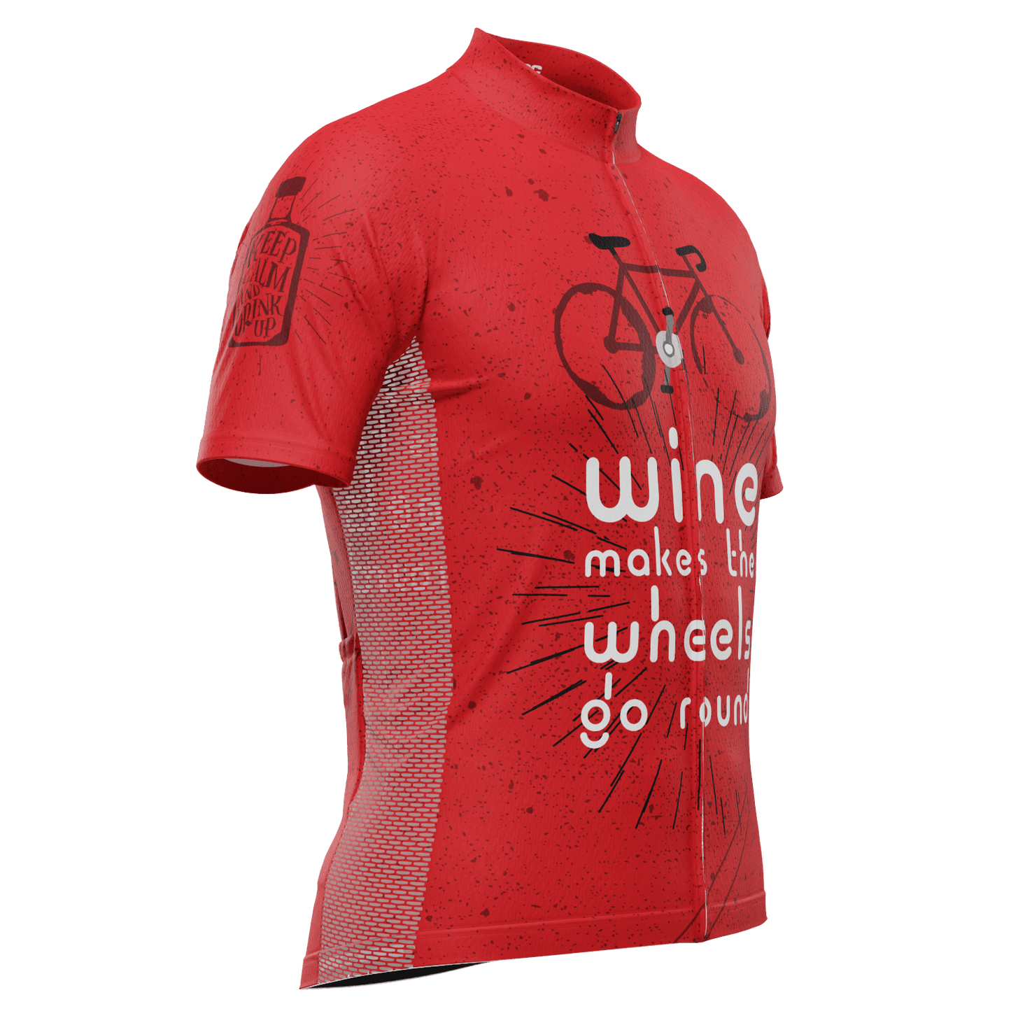 Men's Wine Makes the Wheels Go Round Short Sleeve Cycling Jersey