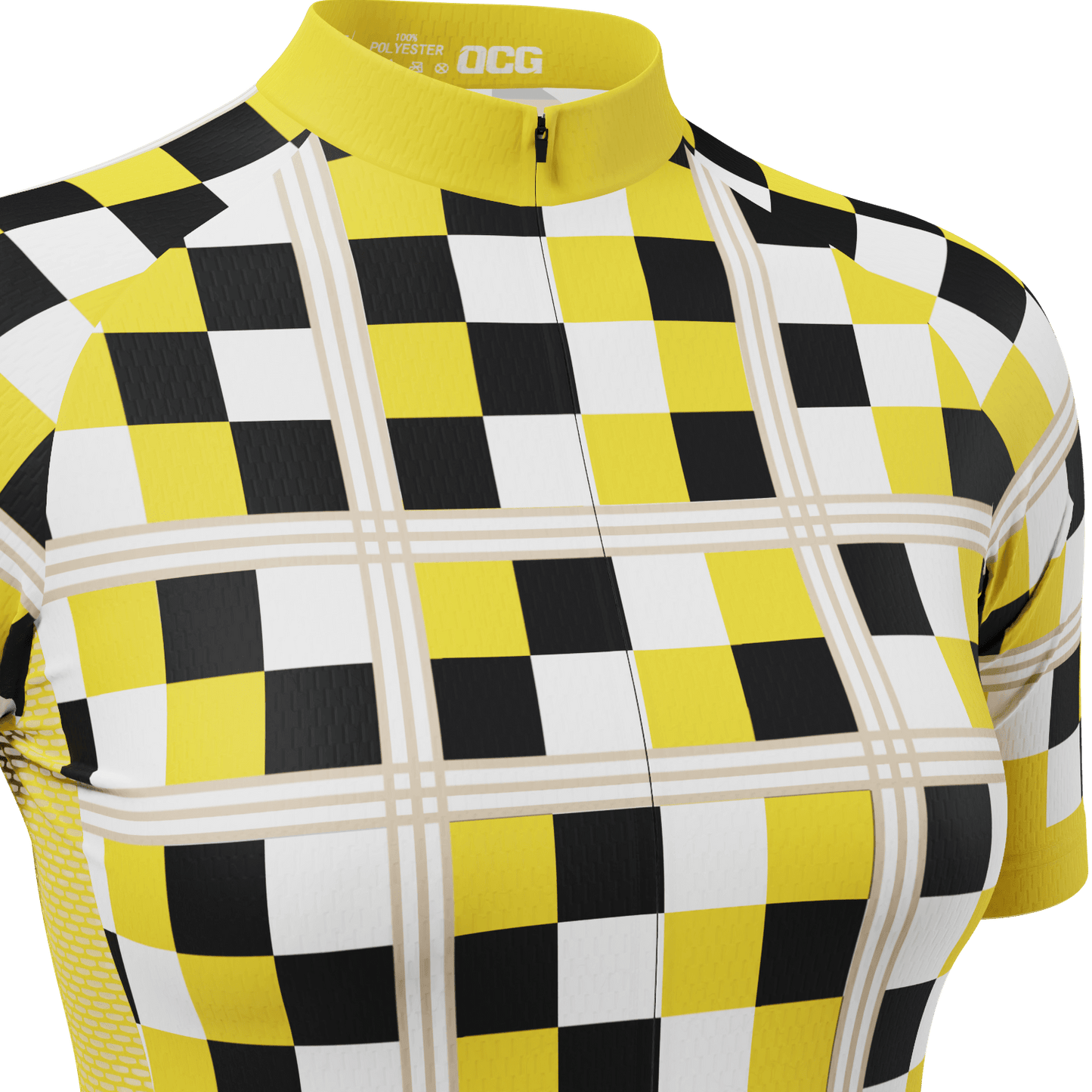 Women's Checkered Plaid Short Sleeve Cycling Jersey