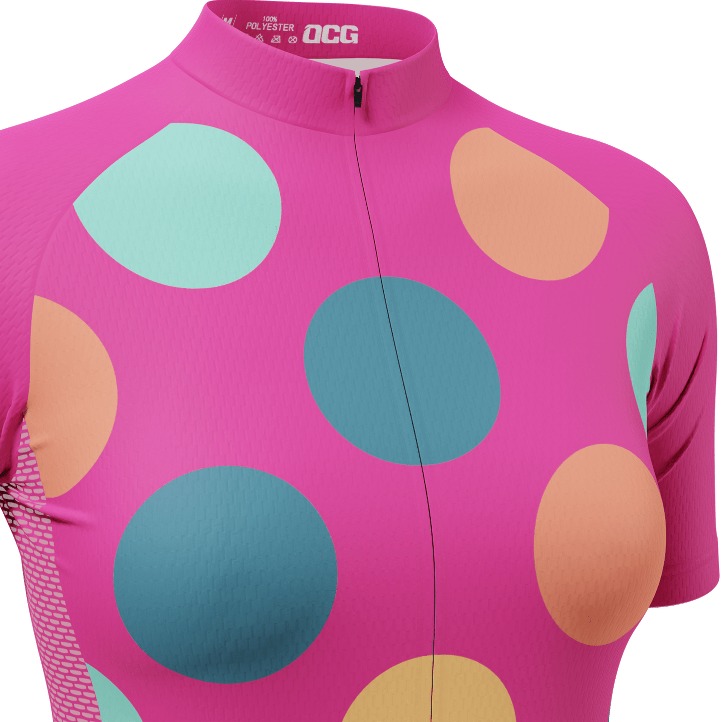 Women's High Viz Bold Polka Dot Short Sleeve Cycling Jersey