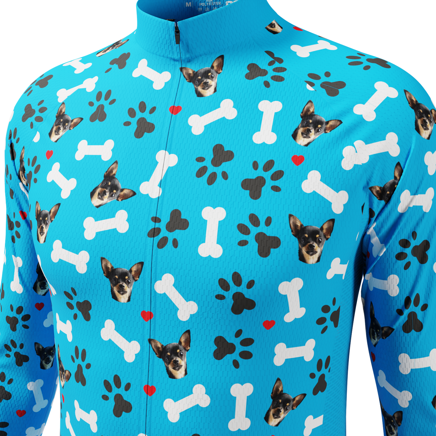 Men's Custom Pet Bones Design Personalized Long-Sleeve Cycling Jersey