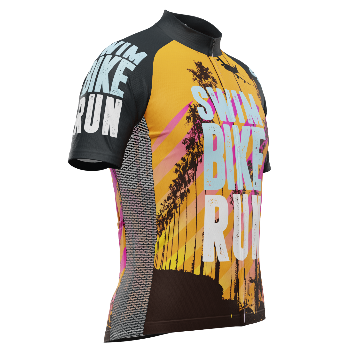 Men's Swim Bike Run Hot Summer Short Sleeve Cycling Jersey