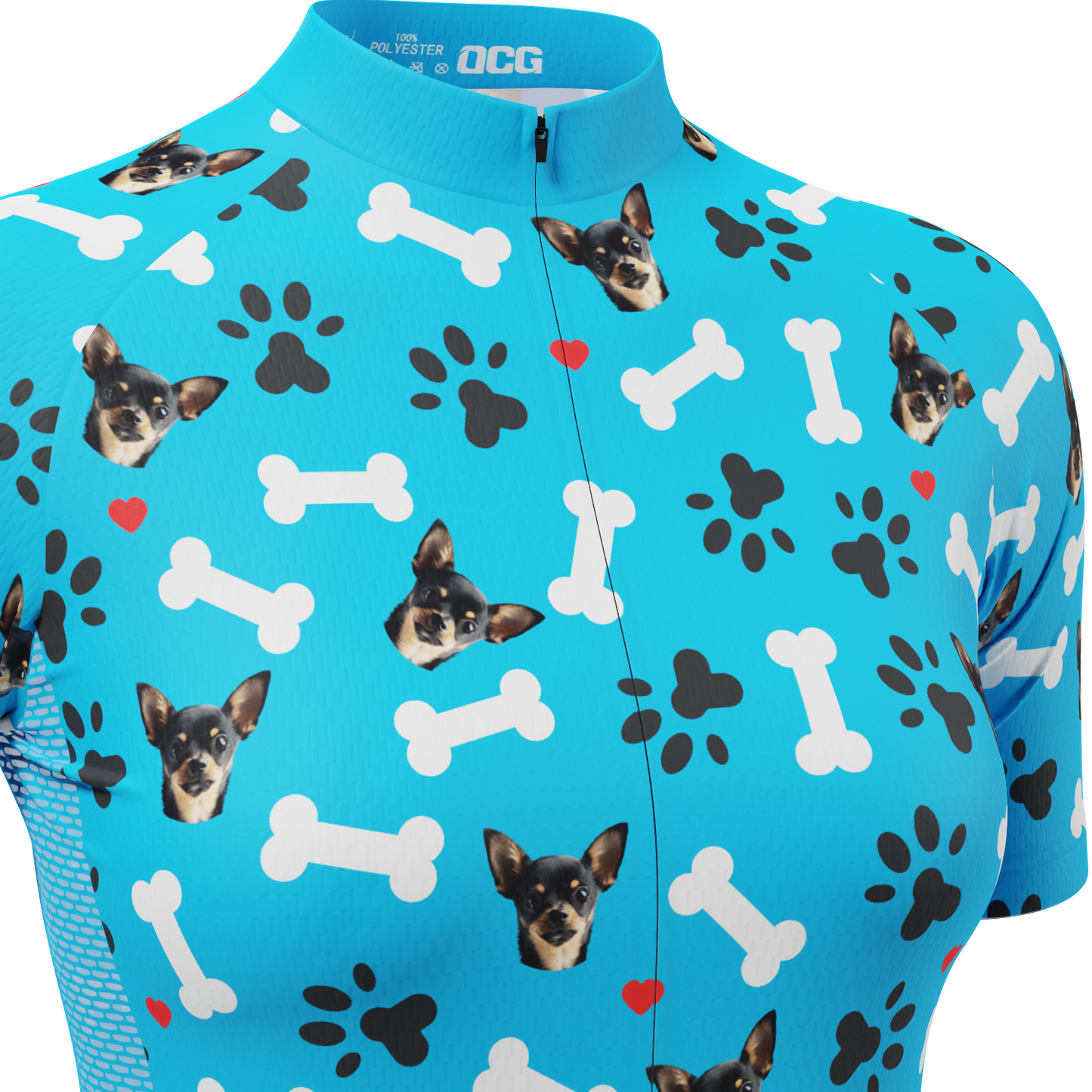 Women's Custom Pet Bones Design Personalized Short Sleeve Cycling Jersey