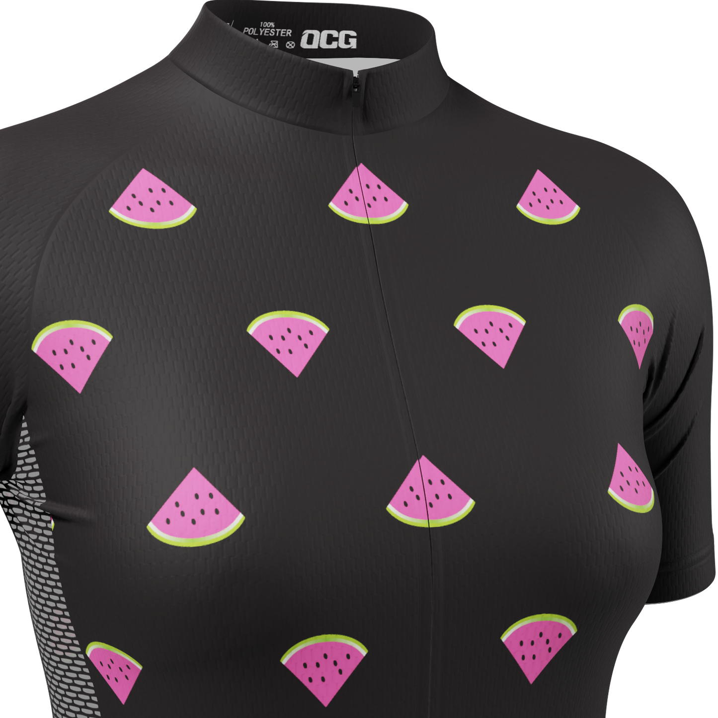Women's Watermelon Black Short Sleeve Cycling Jersey