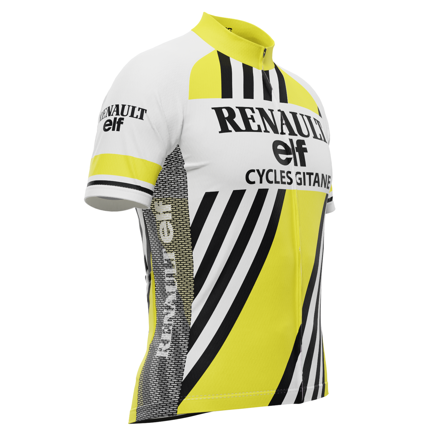Men's Retro Auto Yellow Short Sleeve Cycling Jersey