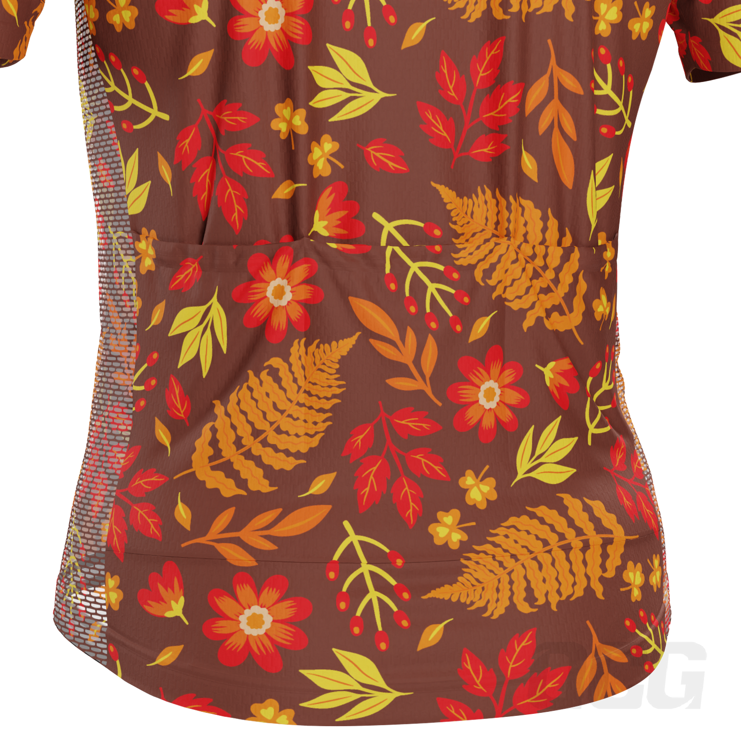 Men's Autumn Leaves Dark Short Sleeve Cycling Jersey