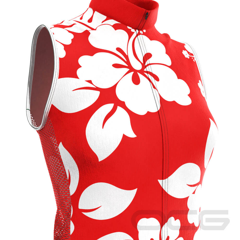 Women's Hawaiian Aloha Floral Sleeveless Tech Cycling Jersey