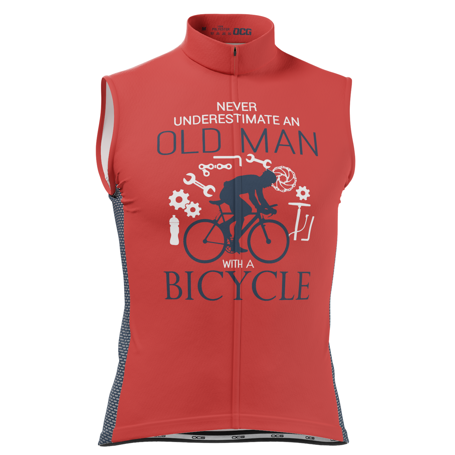 Men's Never Underestimate an Old Man Sleeveless Tech Cycling Jersey